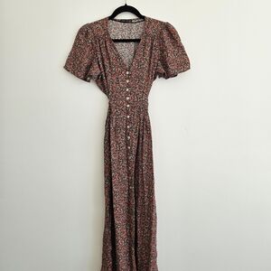 Oysho Floral Button-Up Maxi Dress Size Small